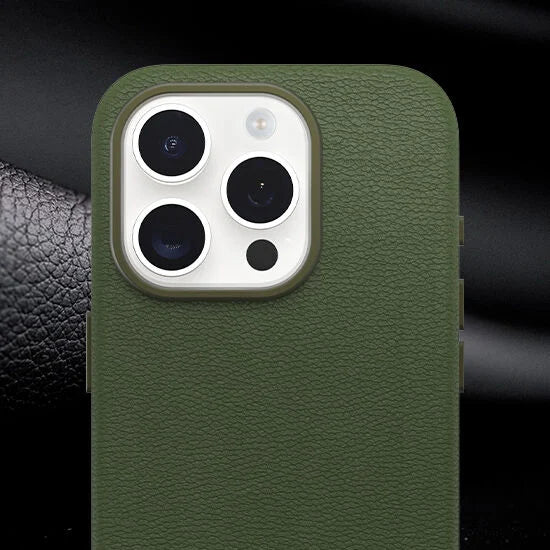 Green cactus leather phone case