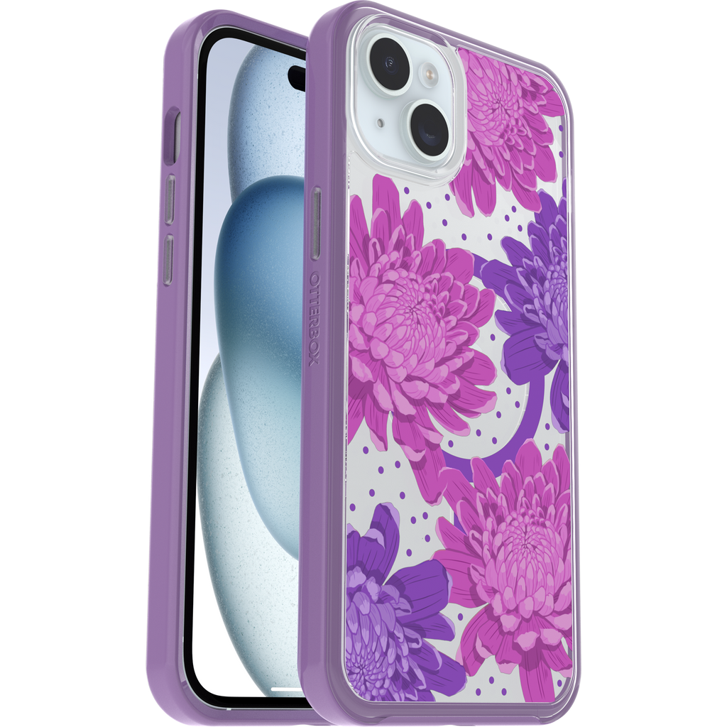iPhone 15 Plus en iPhone 14 Plus Symmedry Series Clear Skal för MagSafe Fluttering Flora