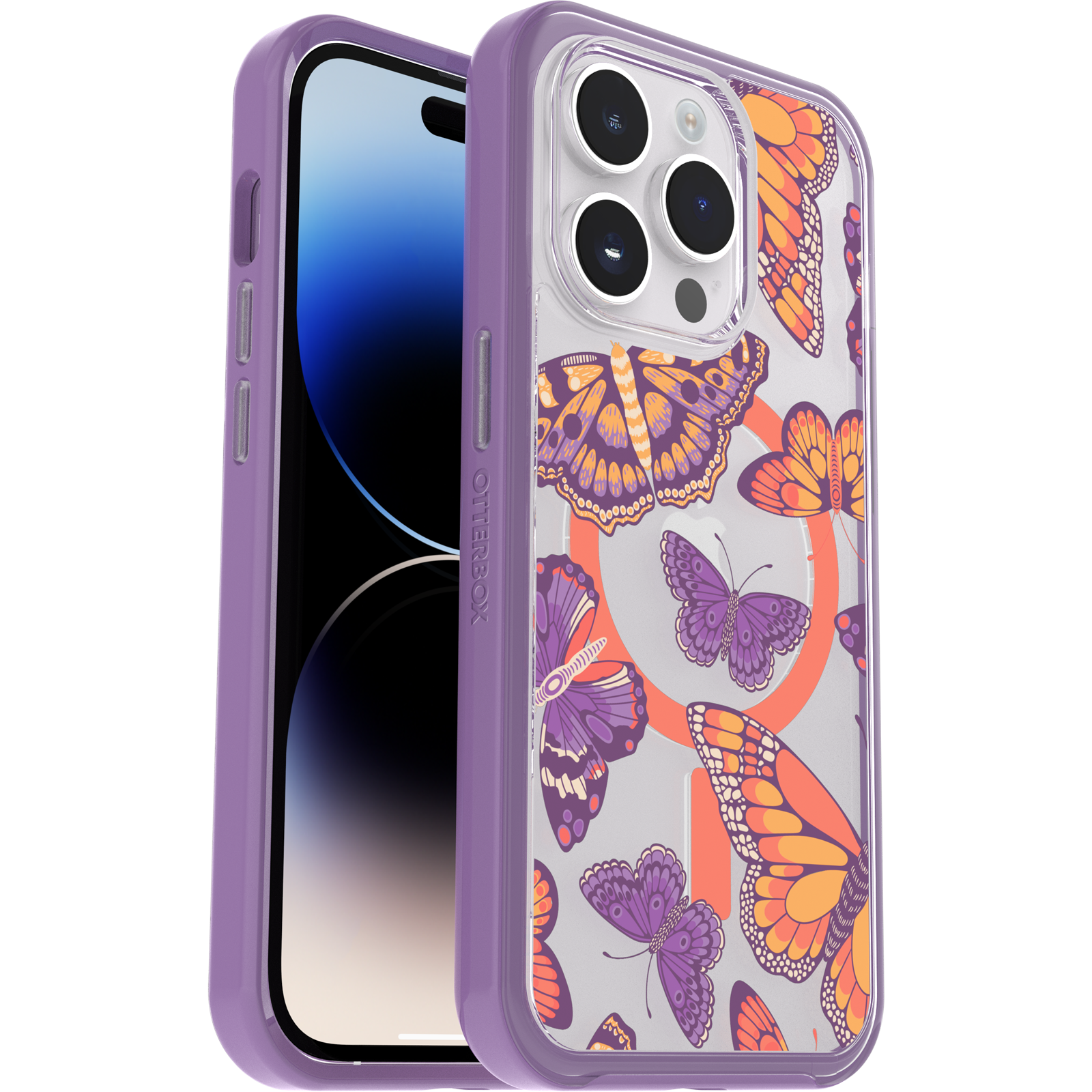 iPhone 14 Pro Symmetry Series Clear Case for MagSafe Fluttering Flora - Image 2755