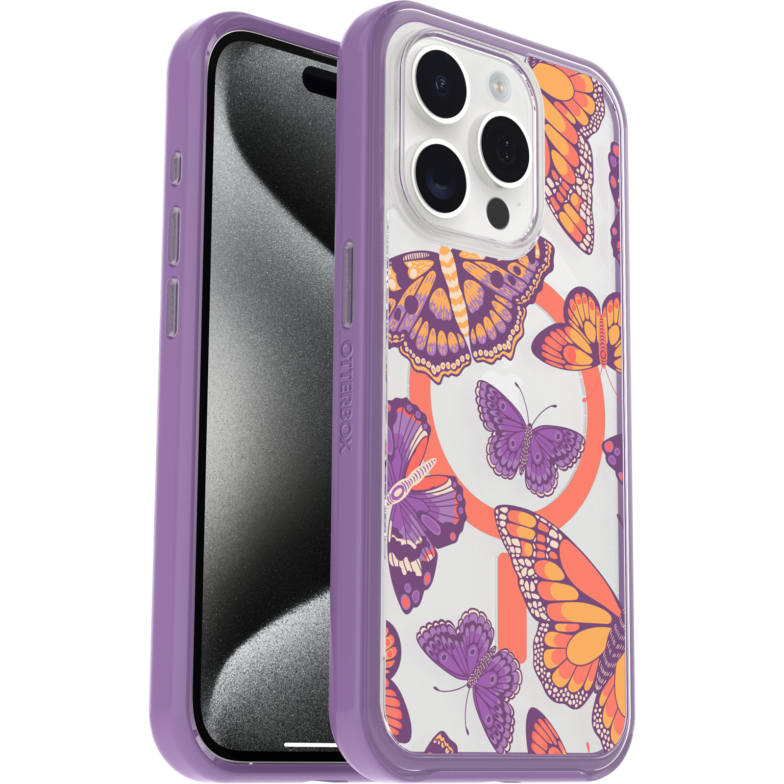 iPhone 15 Pro Symmetry Series Clear Case for MagSafe Fluttering Flora - Image 28214