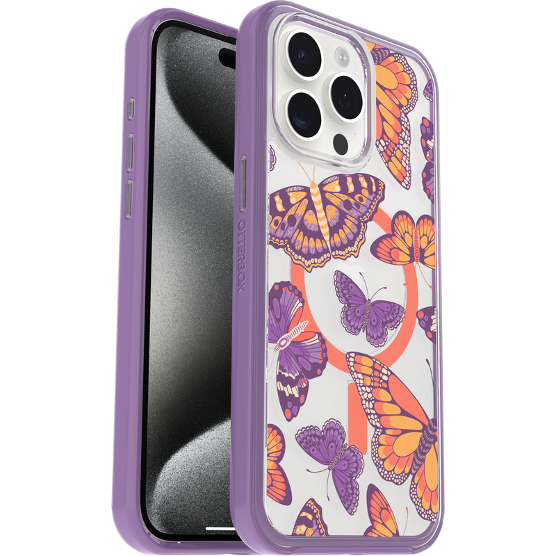 product image 1 - Coque iPhone 15 Pro Max Symmetry Series Clear pour MagSafe Fluttering Flora