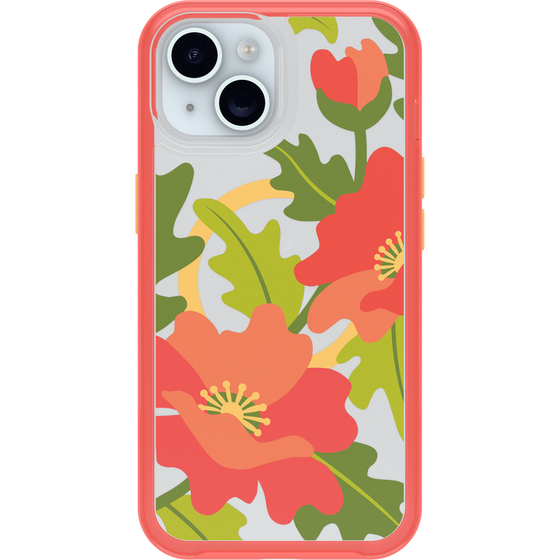 product image 2 - iPhone 16e e iPhone 15/14/13 Custodia Symmetry Series Clear per MagSafe Fluttering Flora