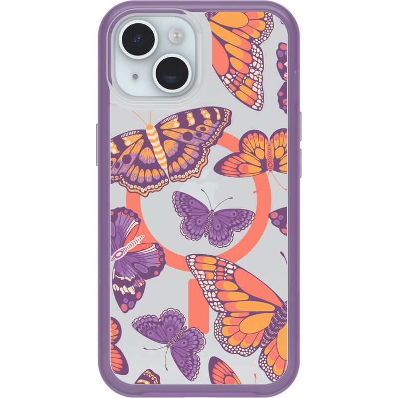 product image 2 - iPhone 13, iPhone 14 and iPhone 15 Case Symmetry Series Clear for MagSafe Fluttering Flora
