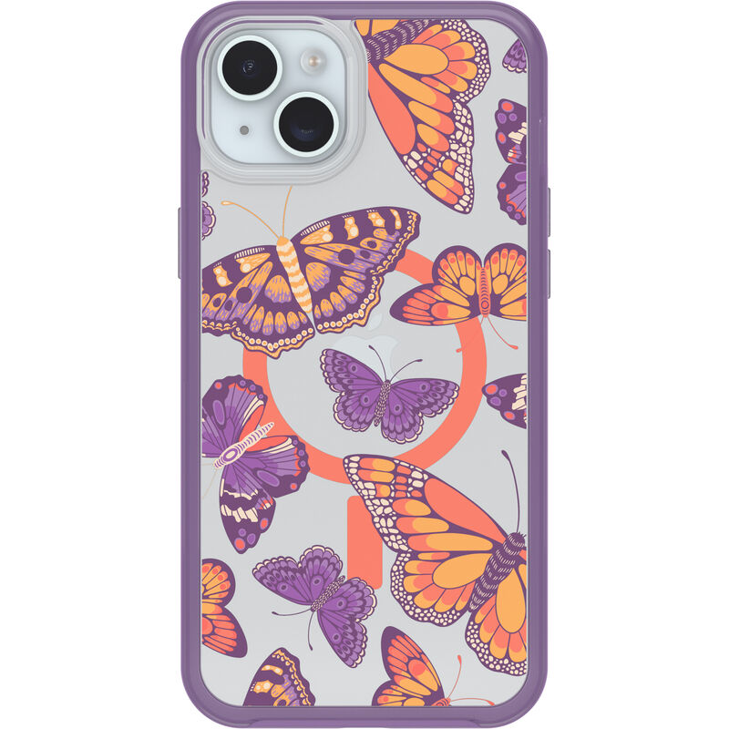 product image 2 - iPhone 14 Plus y iPhone 15 Plus Funda Symmetry Series Clear para MagSafe Fluttering Flora