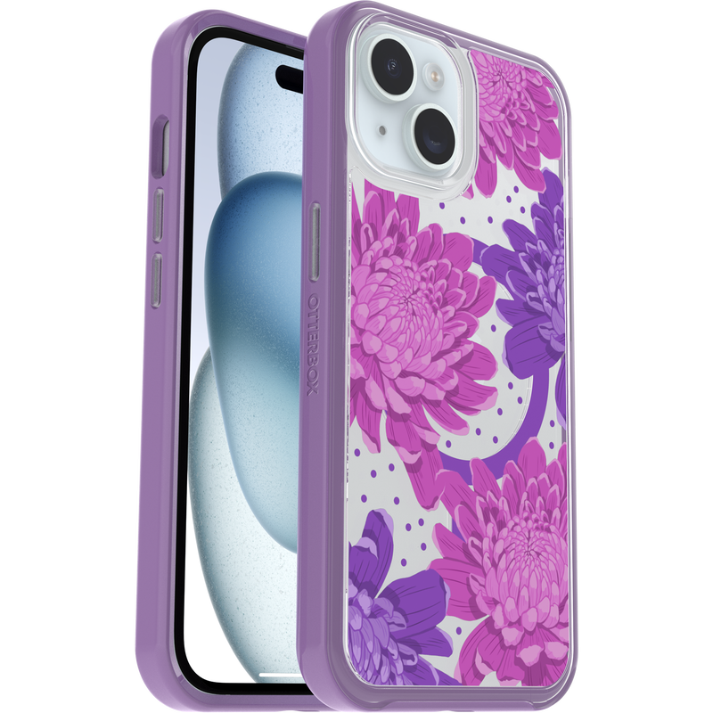 product image 1 - iPhone 16e e iPhone 15/14/13 Custodia Symmetry Series Clear per MagSafe Fluttering Flora